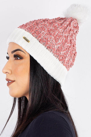 Gorro feminino de tricô inverno com pompom 60020 - Enluaze - Vestuário e Acessórios em Couro Legítimo