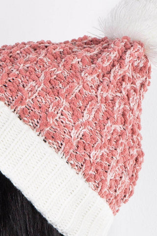 Gorro feminino de tricô inverno com pompom 60020 - Enluaze - Vestuário e Acessórios em Couro Legítimo