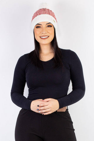 Gorro feminino de tricô inverno com pompom 60020 - Enluaze - Vestuário e Acessórios em Couro Legítimo