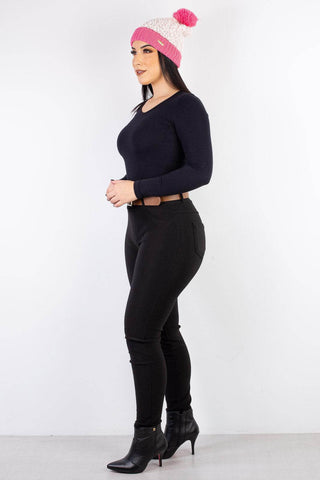 Gorro feminino de tricô inverno com pompom 60020 - Enluaze - Vestuário e Acessórios em Couro Legítimo