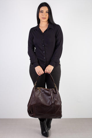 Bolsa saco grande de couro liso Cris - Enluaze - Bolsas, Mochilas e Acessórios em Couro Legítimo