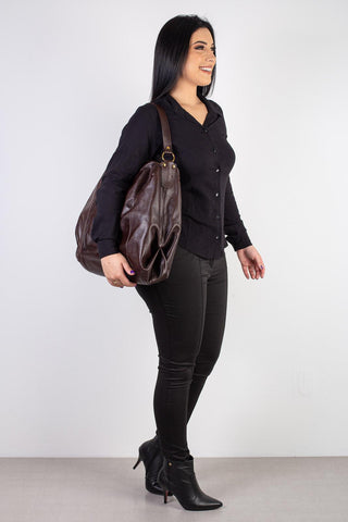 Bolsa saco grande de couro liso Cris - Enluaze - Bolsas, Mochilas e Acessórios em Couro Legítimo