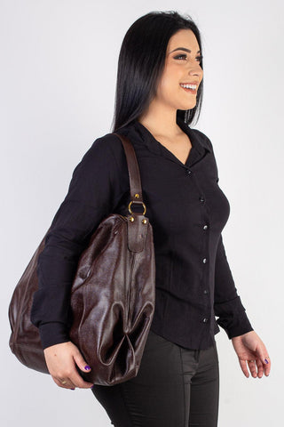 Bolsa saco grande de couro liso Cris - Enluaze - Bolsas, Mochilas e Acessórios em Couro Legítimo