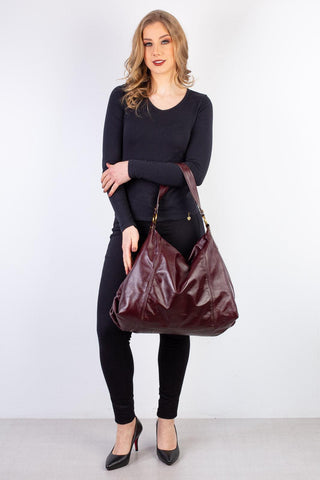 Bolsa saco grande de couro liso Cris - Enluaze - Bolsas, Mochilas e Acessórios em Couro Legítimo