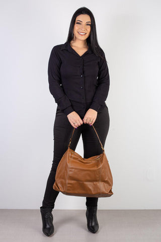 Bolsa saco grande de couro liso Cris - Enluaze - Bolsas, Mochilas e Acessórios em Couro Legítimo