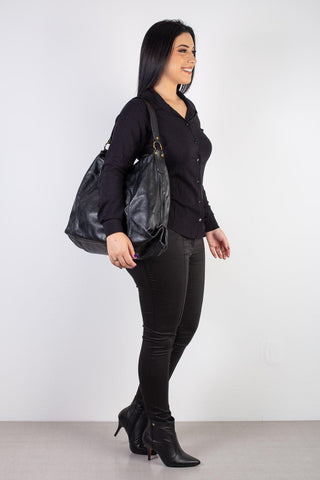 Bolsa saco grande de couro liso Cris - Enluaze - Bolsas, Mochilas e Acessórios em Couro Legítimo