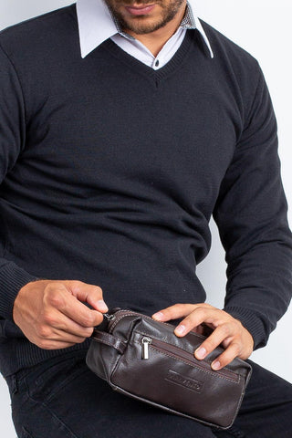 Necessaire masculina em couro floater Daily 10x20x8cm - Enluaze - Bolsas, Mochilas e Acessórios em Couro Legítimo