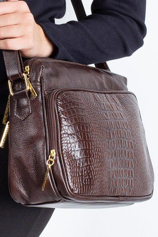 Bolsa de couro croco tiracolo Anita - Enluaze - Bolsas e Mochilas em Couro Legítimo - Andrea Vinci