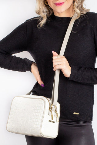 Bolsa quadrada de couro croco Daiana - Enluaze - Bolsas, Mochilas e Acessórios em Couro Legítimo