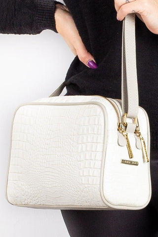 Bolsa quadrada de couro croco Daiana - Enluaze - Bolsas, Mochilas e Acessórios em Couro Legítimo