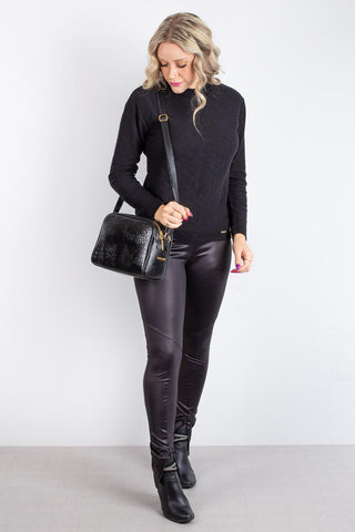 Bolsa quadrada de couro croco Daiana - Enluaze - Bolsas, Mochilas e Acessórios em Couro Legítimo