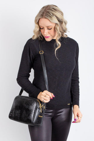 Bolsa quadrada de couro croco Daiana - Enluaze - Bolsas, Mochilas e Acessórios em Couro Legítimo