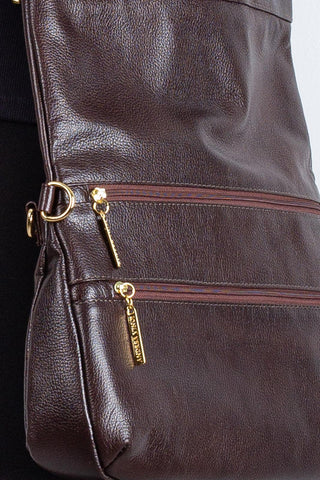 Bolsa tiracolo grande de couro liso Cida - Enluaze - Bolsas, Mochilas e Acessórios em Couro Legítimo
