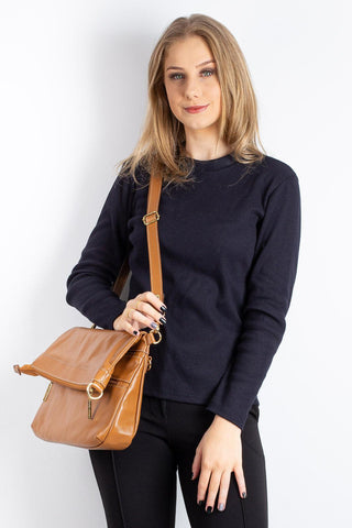 Bolsa tiracolo grande de couro liso Cida - Enluaze - Bolsas, Mochilas e Acessórios em Couro Legítimo