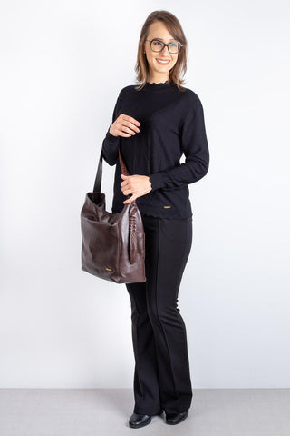 Bolsa sacola de ombro em couro croco Mara - Enluaze - Bolsas, Mochilas e Acessórios em Couro Legítimo