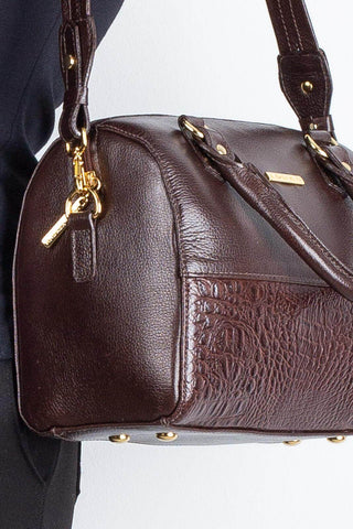 Bolsa baú de mão em couro liso Sthefani - Enluaze - Bolsas, Mochilas e Acessórios em Couro Legítimo