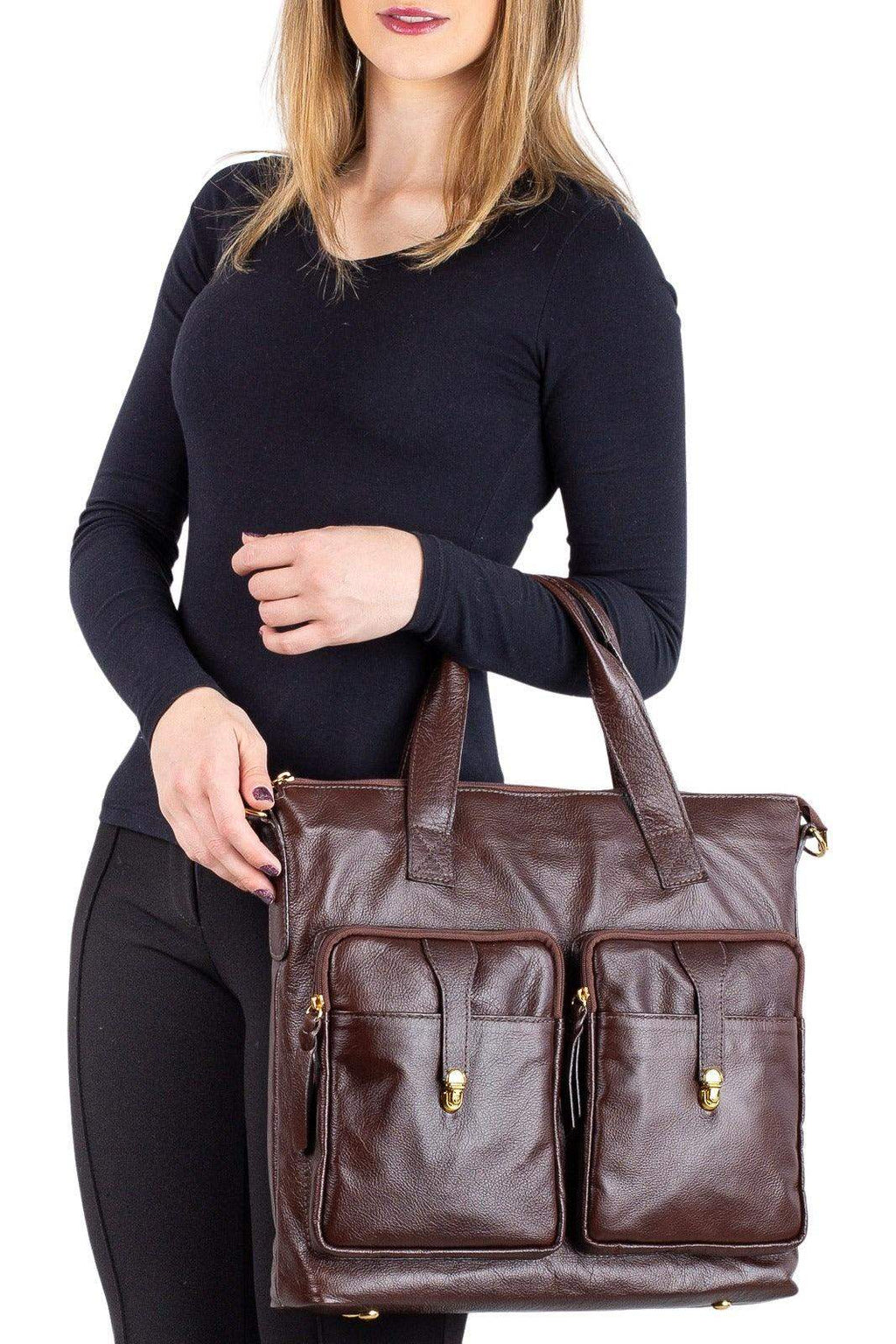 Bolsa de couro liso grande para notebook Jaque