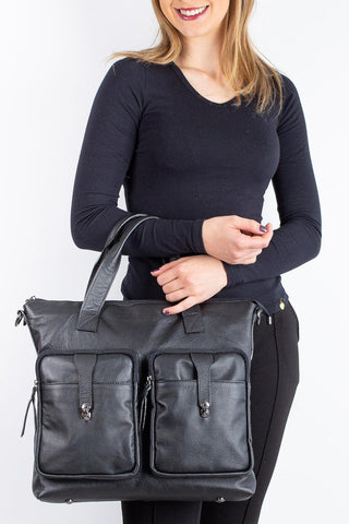 Bolsa/Pasta para notebook de couro liso grafite Jaque - Enluaze - Bolsas, Mochilas e Acessórios em Couro Legítimo