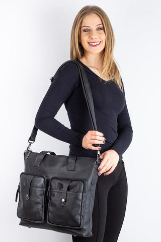 Bolsa/Pasta para notebook de couro liso grafite Jaque - Enluaze - Bolsas, Mochilas e Acessórios em Couro Legítimo