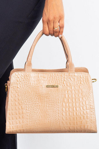 Bolsa de couro croco estruturada Emili - Enluaze - Bolsas, Mochilas e Acessórios em Couro Legítimo