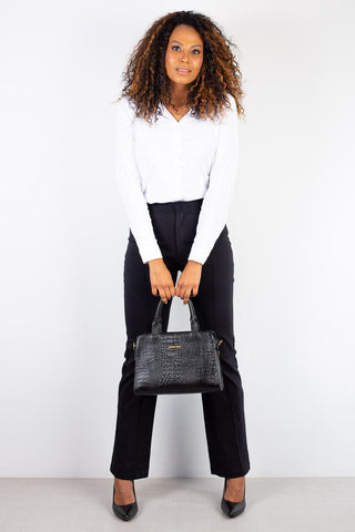 Bolsa de couro croco estruturada Emili - Enluaze - Bolsas, Mochilas e Acessórios em Couro Legítimo