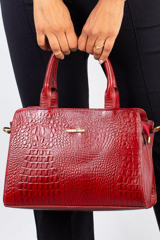 Bolsa de couro croco estruturada Emili - Enluaze - Bolsas, Mochilas e Acessórios em Couro Legítimo