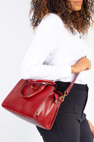 Bolsa de couro croco estruturada Emili - Enluaze - Bolsas, Mochilas e Acessórios em Couro Legítimo