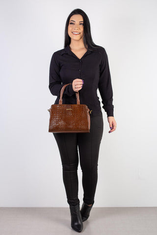 Bolsa de couro croco estruturada Emili - Enluaze - Bolsas, Mochilas e Acessórios em Couro Legítimo