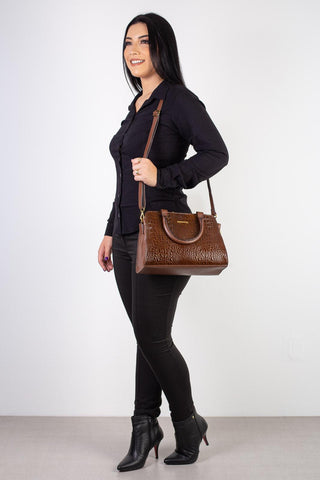 Bolsa de couro croco estruturada Emili - Enluaze - Bolsas, Mochilas e Acessórios em Couro Legítimo