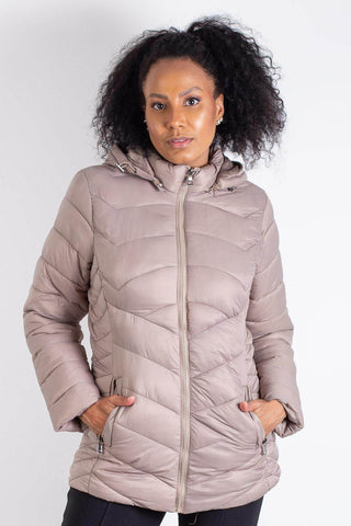 Jaqueta feminina nylon com capuz removível 80235 - Enluaze - Vestuário e Acessórios em Couro Legítimo