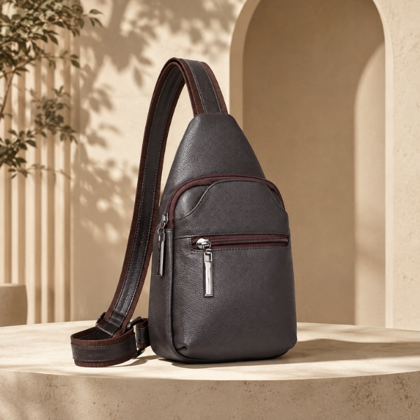 Mochilas transversais Masculinas de couro legítimo