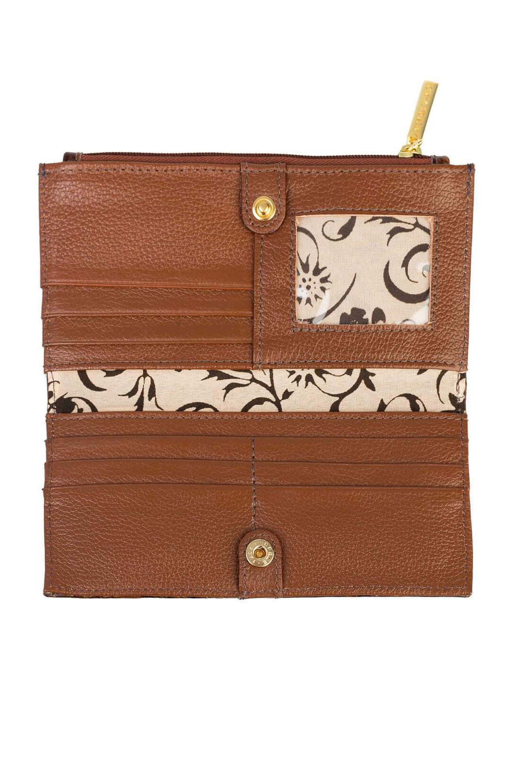 Carteira feminina de couro croco Cléo 9,5x19cm - Enluaze