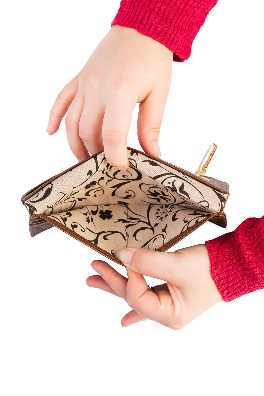 Carteira feminina de couro croco Cléo 9,5x19cm - Enluaze