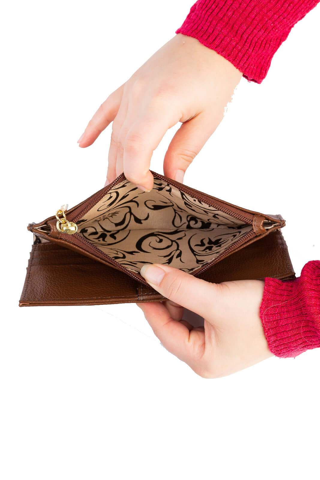 Carteira feminina de couro croco Cléo 9,5x19cm - Enluaze