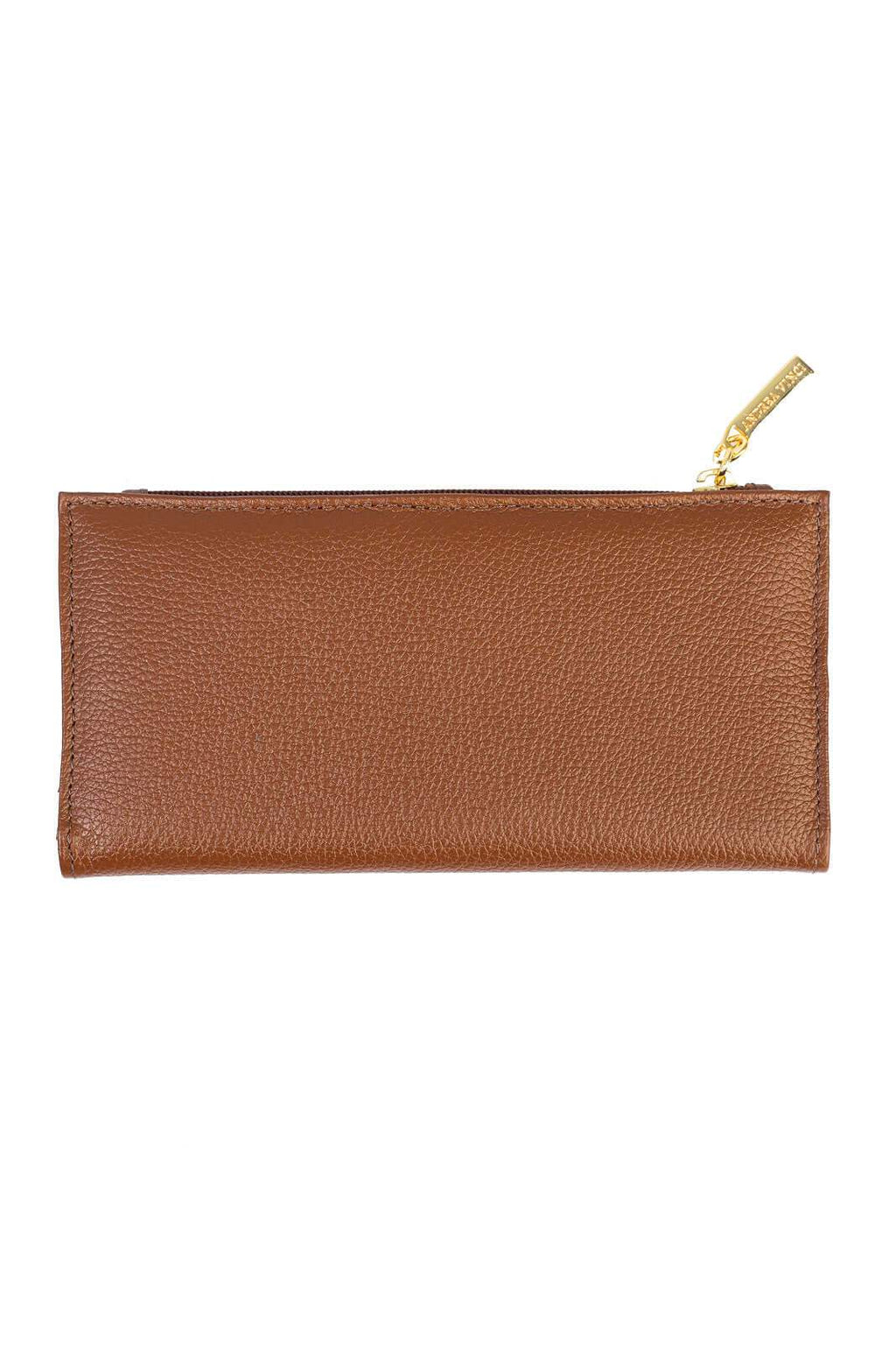 Carteira feminina de couro liso Cléo 9,5x19cm - Enluaze