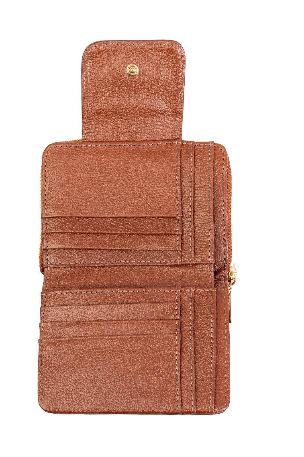 Carteira feminina de couro liso Lolla 10x13cm - Enluaze