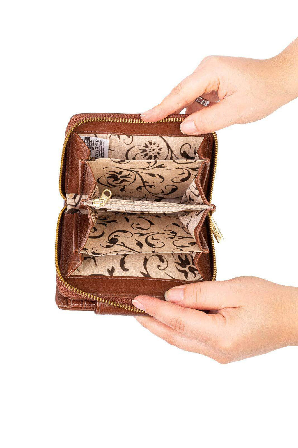 Carteira feminina de couro liso Lolla 10x13cm - Enluaze