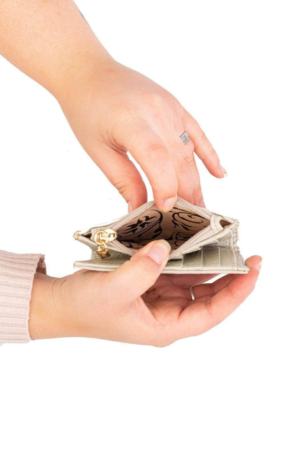 Carteira feminina de couro croco Lilian 11x9,5cm - Enluaze