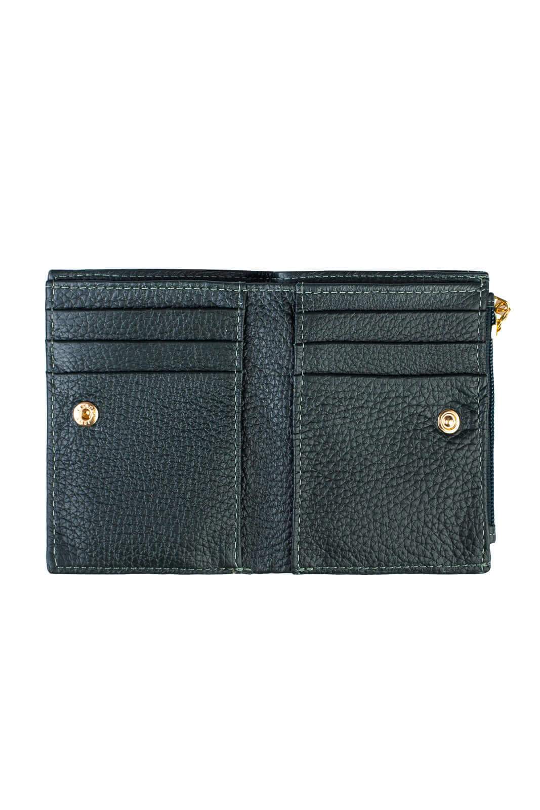 Carteira feminina de couro liso Lilian 11x9,5cm - Enluaze