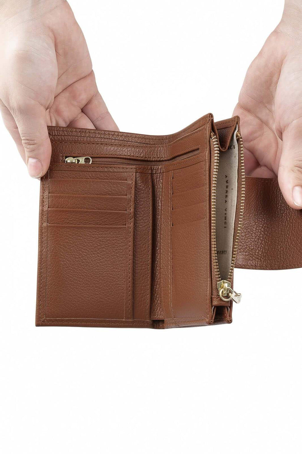 Carteira feminina de couro liso Lanna 10x15,5cm - Enluaze