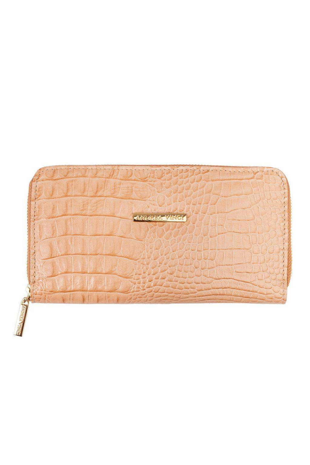 Carteira feminina de couro croco Bonny 10x19cm - Enluaze