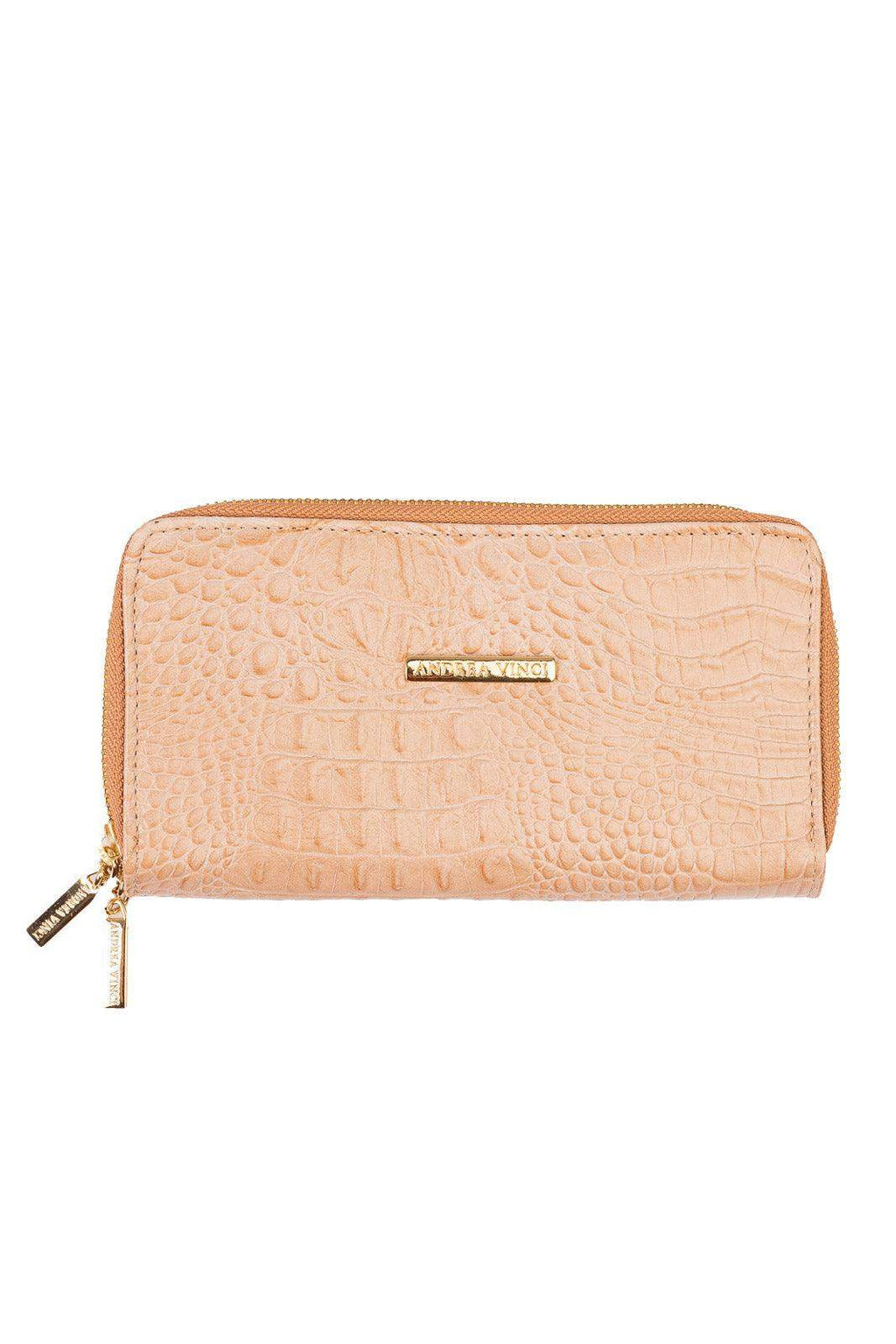 Carteira feminina de couro croco Tinna 10x19cm - Enluaze