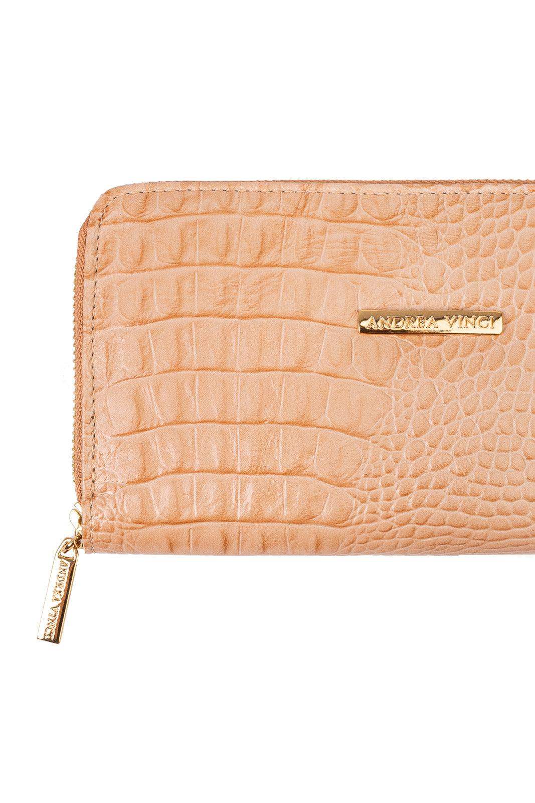 Carteira feminina de couro croco Bonny 10x19cm - Enluaze