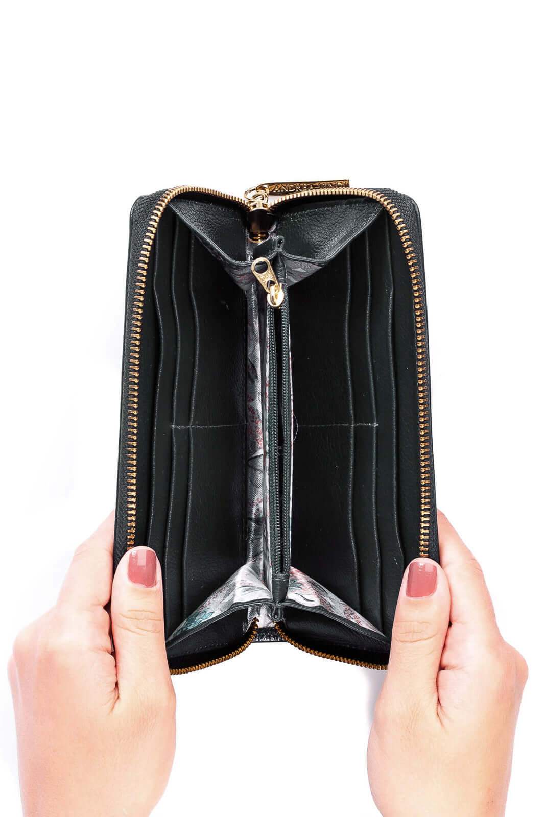 Carteira feminina de couro liso Bonny 10x19cm - Enluaze