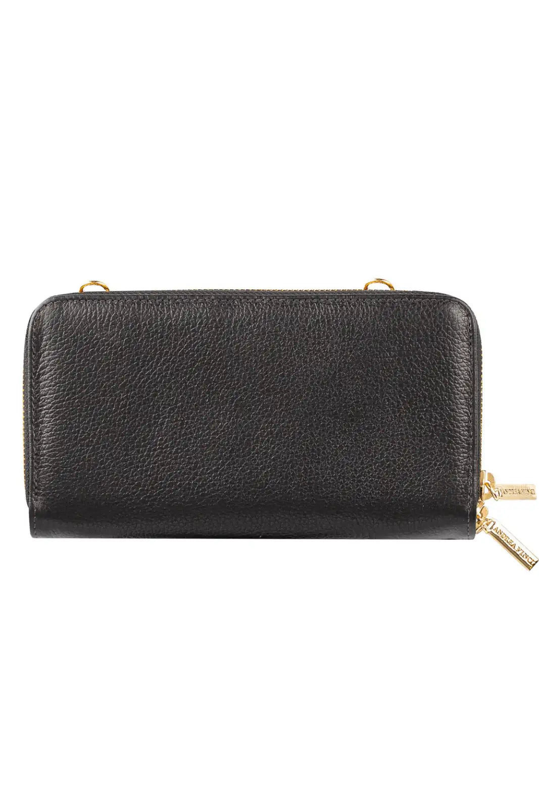 Carteira feminina de couro liso com alça Tania 10,5x19cm - Enluaze