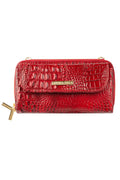 Carteira feminina de couro croco com alça Tania 10,5x19cm - Enluaze