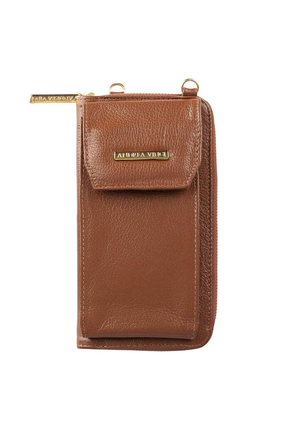 Carteira feminina de couro liso com alça Rafa 19x10,5cm - Enluaze