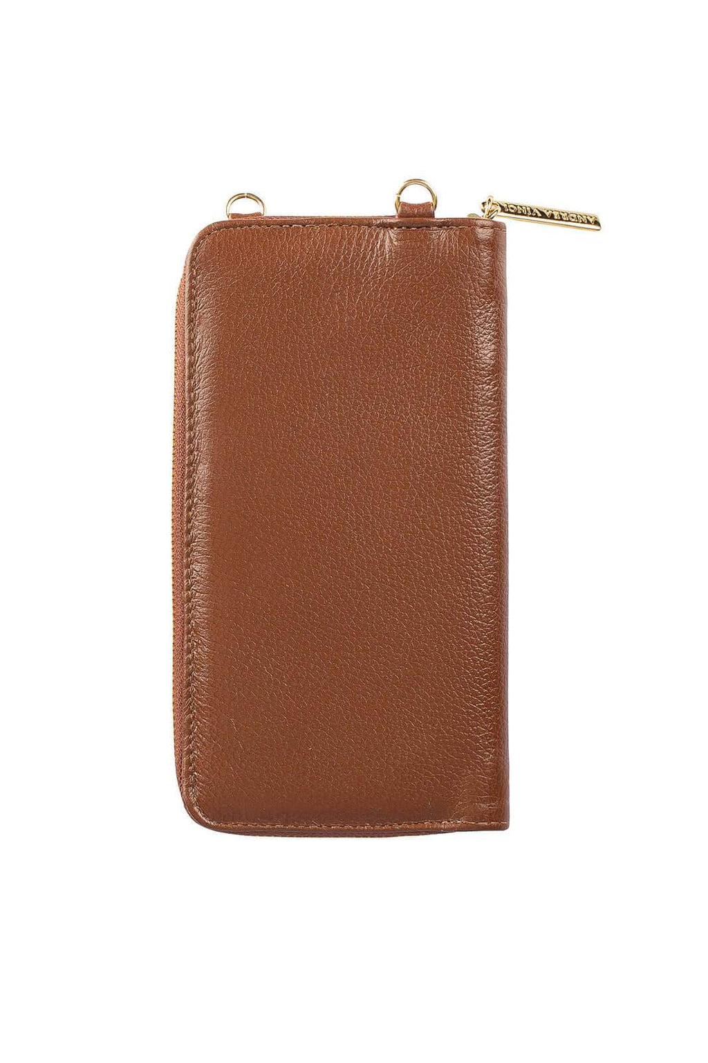 Carteira feminina de couro liso com alça Rafa 19x10,5cm - Enluaze