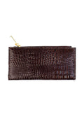 Carteira feminina de couro croco Cléo 9,5x19cm - Enluaze