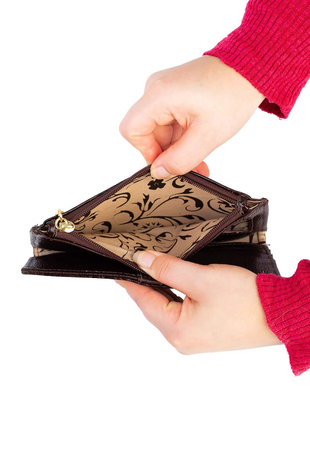 Carteira feminina de couro croco Cléo 9,5x19cm - Enluaze